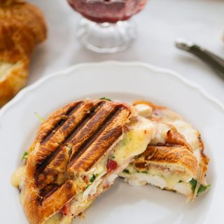 turkey and brie croissant panini with cranberry sauce