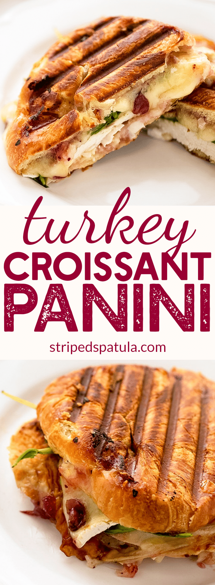 Turkey Croissant Panini with Brie and Cranberry Relish | Striped Spatula