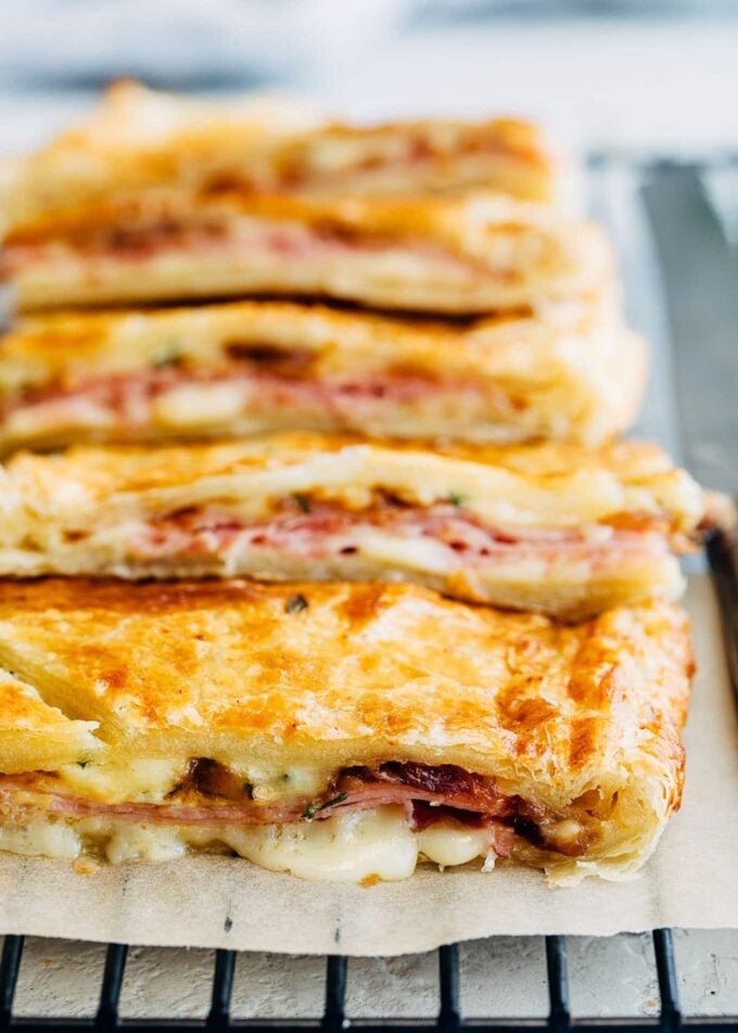 ham and cheese puff pastry slab pie