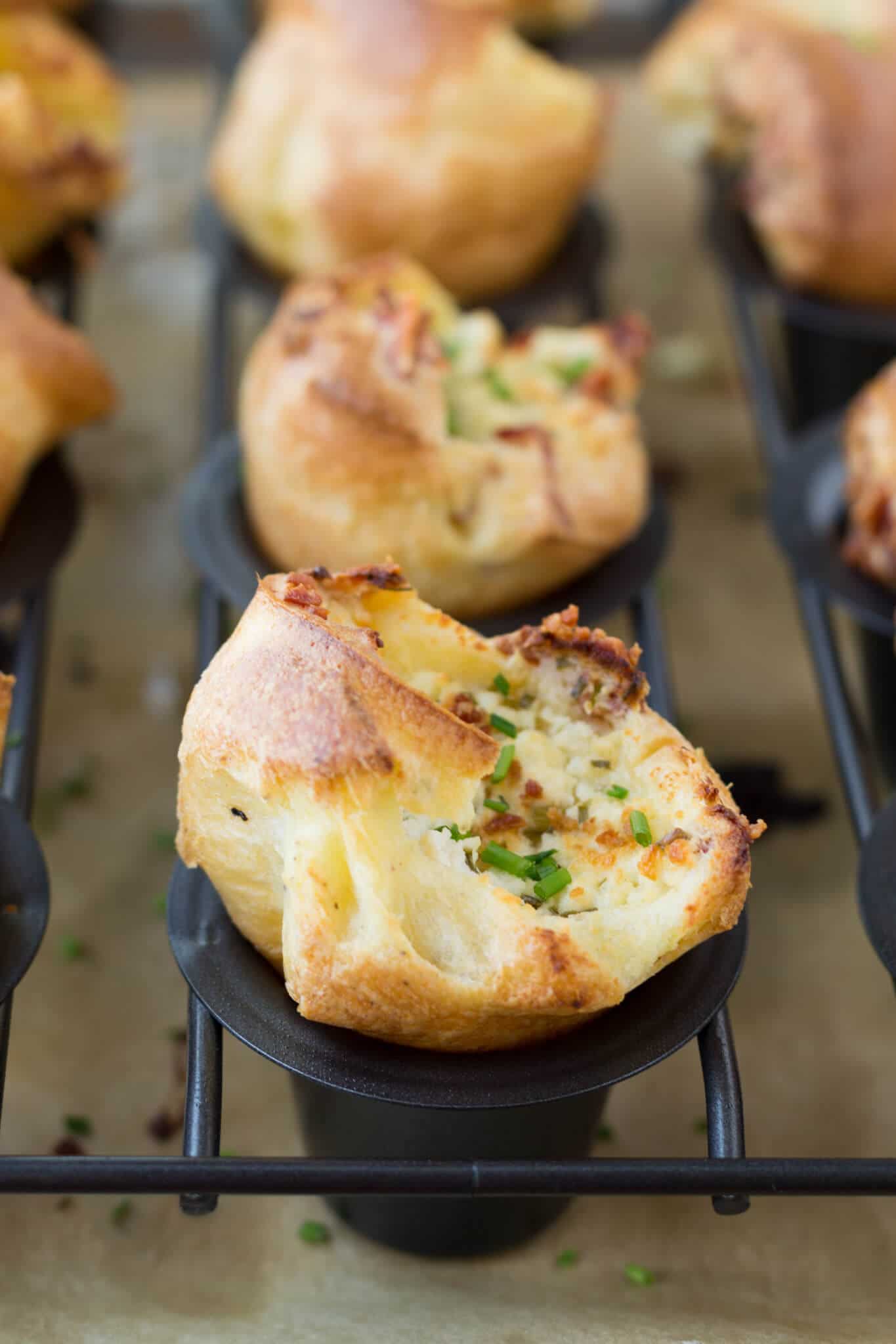 Popovers Recipe with Bacon and Goat Cheese Striped Spatula