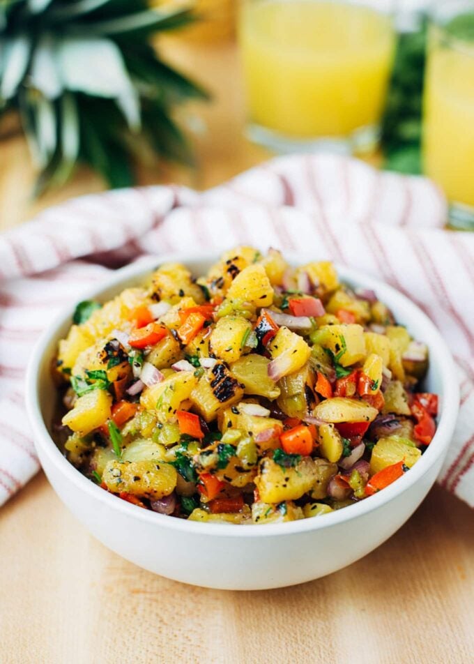 grilled pineapple salsa recipe in a bowl