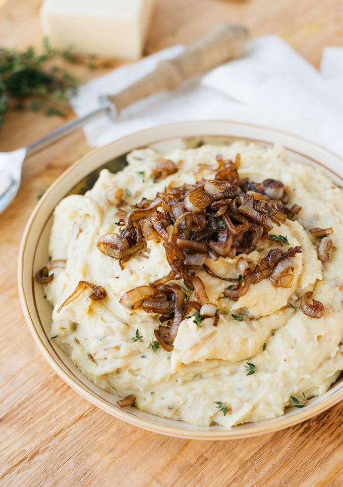 caramelized shallot and cheddar mashed potatoes