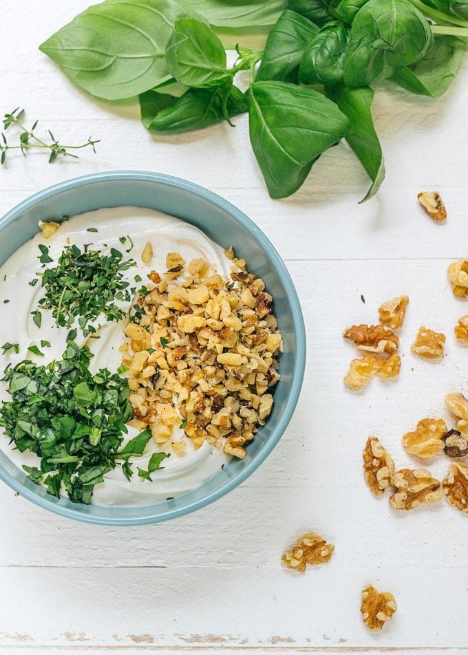 whipped goat cheese with herbs and walnuts [sponsored]