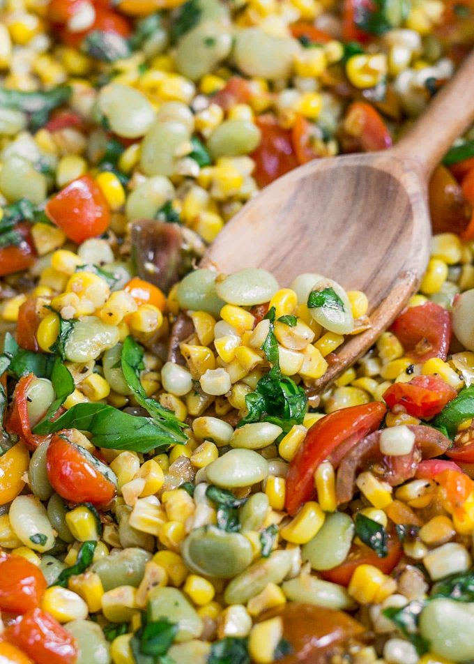 Simple Sweet Corn Succotash Striped Spatula