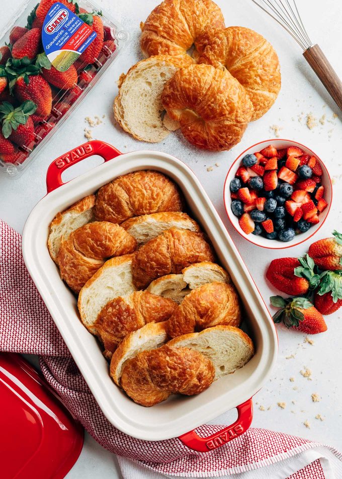 Baked French Toast With Croissants And Berries Striped Spatula