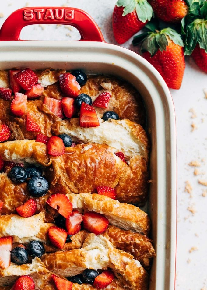 Baked French Toast With Croissants And Berries Striped Spatula