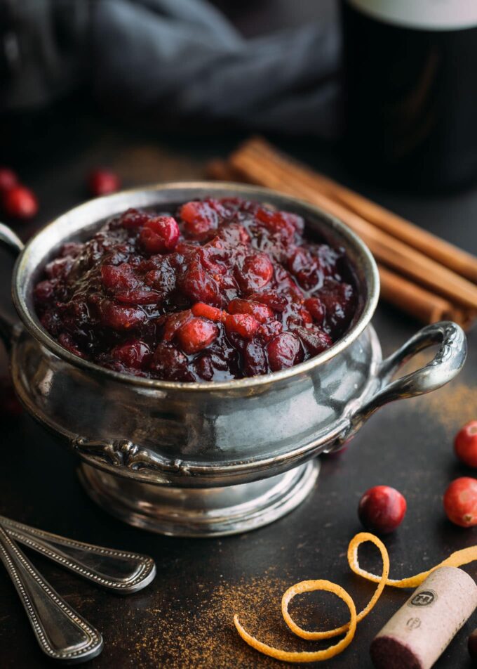 Mulled Wine Cranberry Sauce with Brandy | Striped Spatula