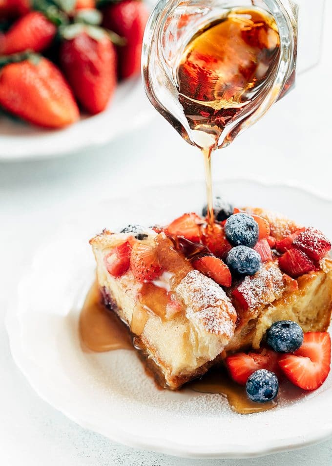 Baked French Toast With Croissants And Berries Striped Spatula