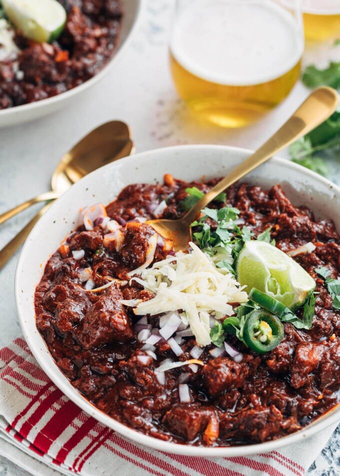 The BEST Instant Pot Chili - Garnish & Glaze