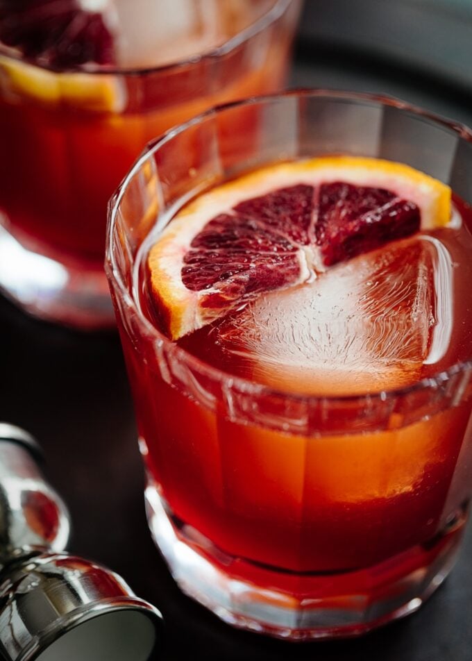 blood orange boulevardier cocktail