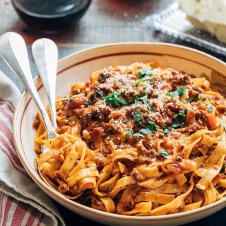 bolognese sauce with tagliatelle