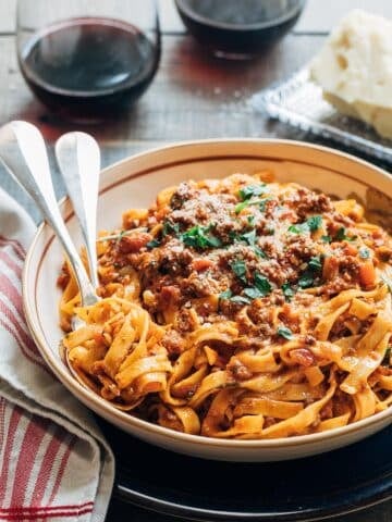 bolognese sauce with tagliatelle