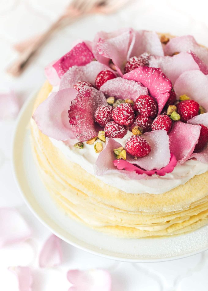 crepe cake with rose water cream (sponsored)