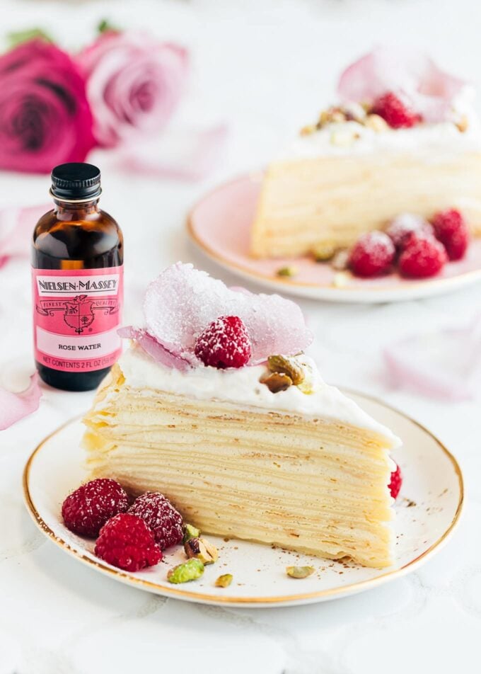 mille crepe cake recipe with rose water diplomat cream (sponsored)