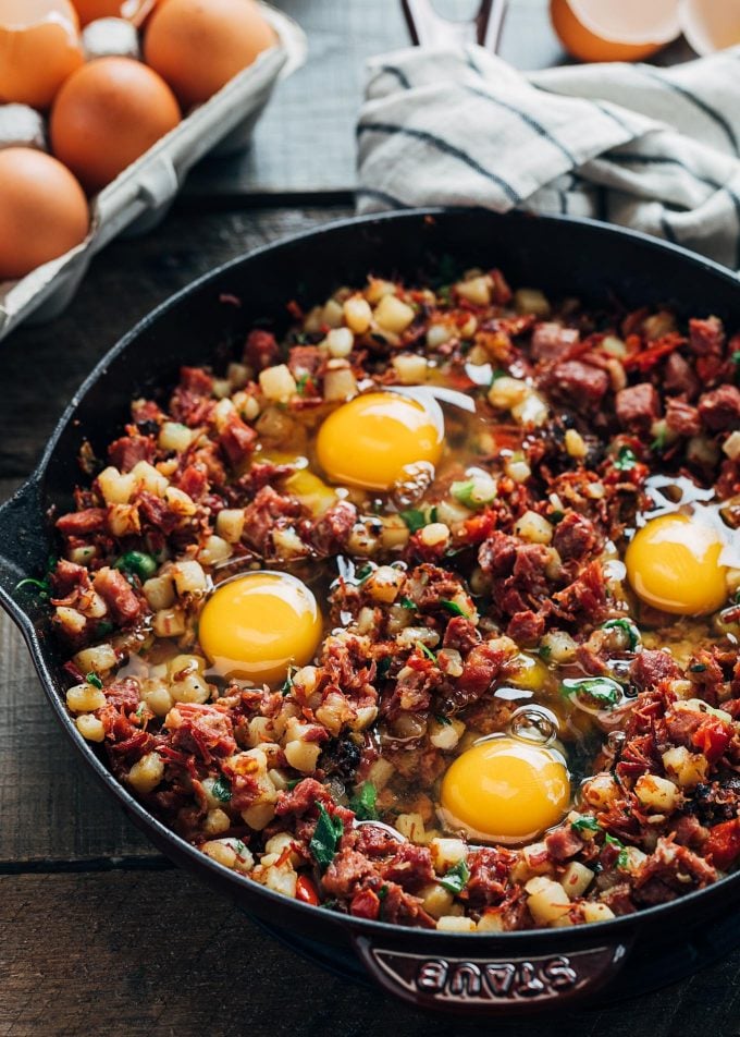 Crispy Hash and Eggs Breakfast Skillet - The Cozy Cook