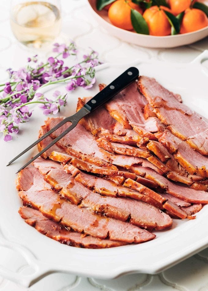 sliced ham with bourbon honey mustard glaze