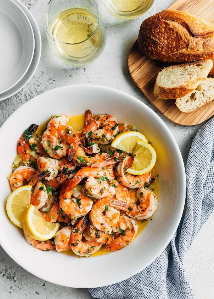 broiled shrimp scampi recipe served