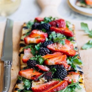 Flatbread Pizza (Grilled) with Berries, Arugula, and Fontina