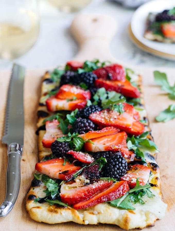Flatbread Pizza (Grilled) with Berries, Arugula, and Fontina