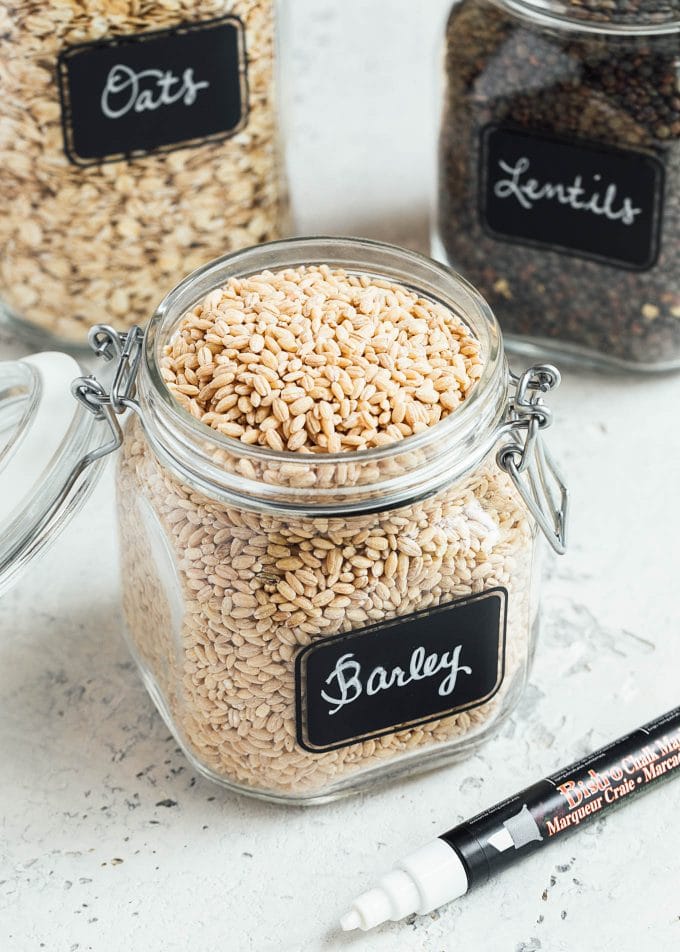 pearled barley in a hermetic glass jar