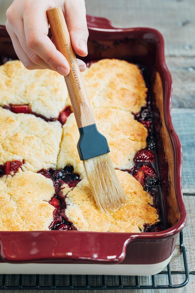 Berry Cobbler with Cornbread Biscuit Topping  Striped Spatula