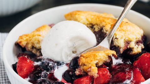 Berry Cobbler With Cornbread Biscuit Topping Striped Spatula