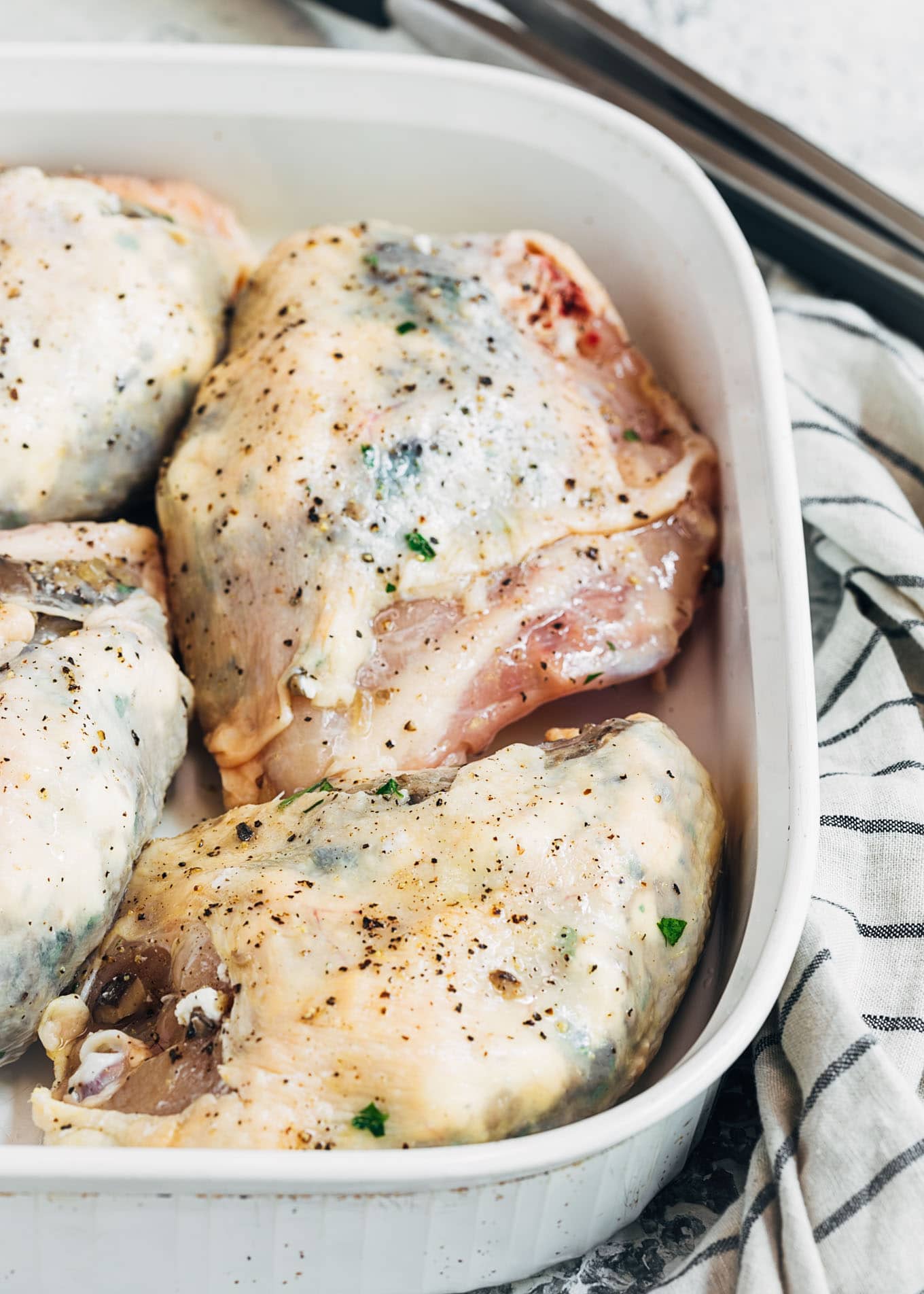 Stuffed Chicken Breasts with Mushrooms & Goat Cheese - striped spatula
