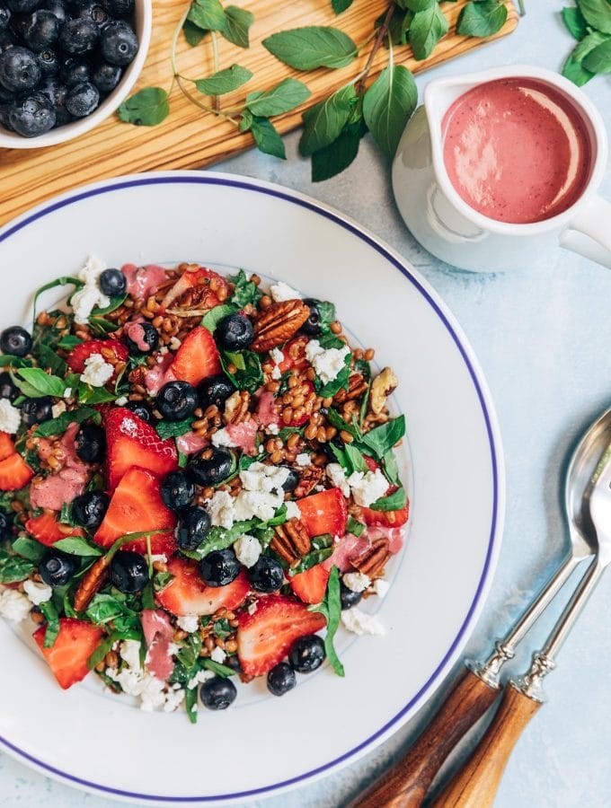wheat berry salad with mixed berry vinaigrette