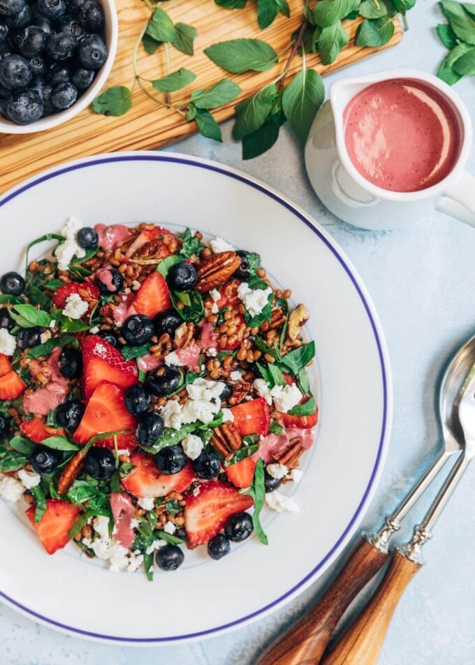 wheat berry salad with mixed berry vinaigrette {sponsored}