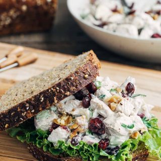 Cranberry Chicken Salad with Walnuts on whole grain bread