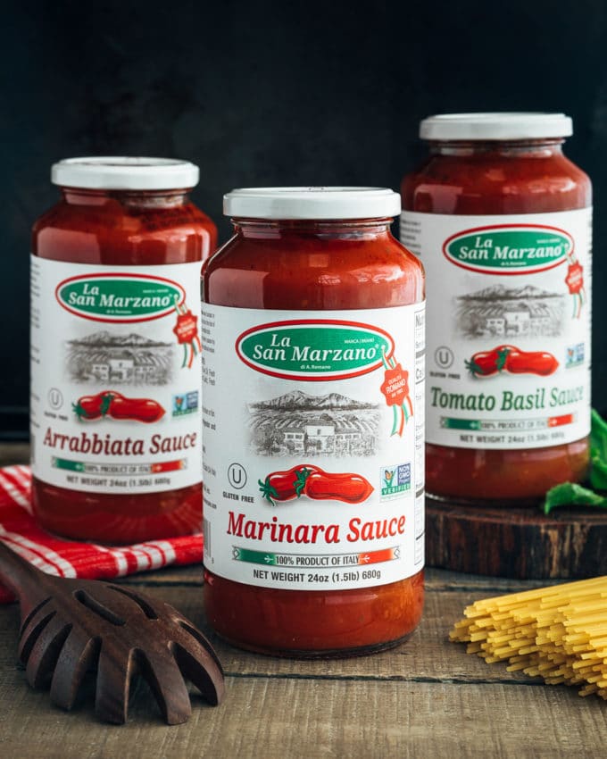 three jars of La Regina di San Marzano pasta sauces {sponsored}