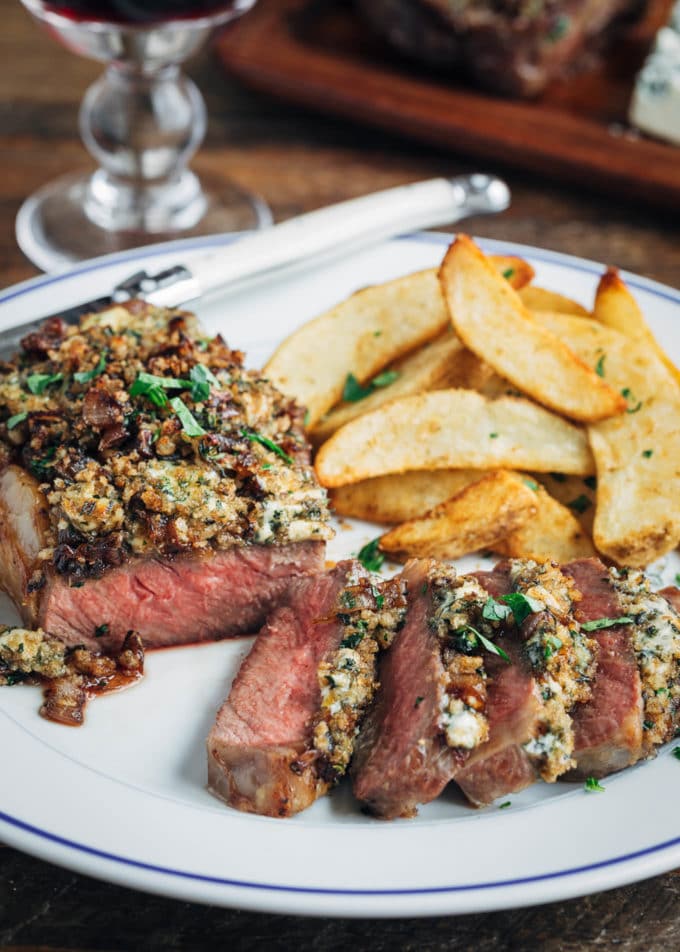 Blue Cheese Crusted Steak with Balsamic Shallots | Striped Spatula