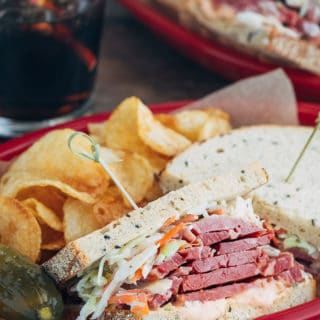 corned beef sandwich with coleslaw and russian dressing