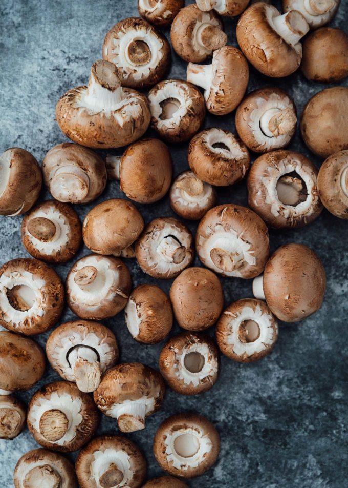 raw whole cremini mushrooms