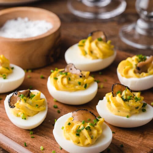 Truffled Deviled Eggs with Truffle Oil - Striped Spatula