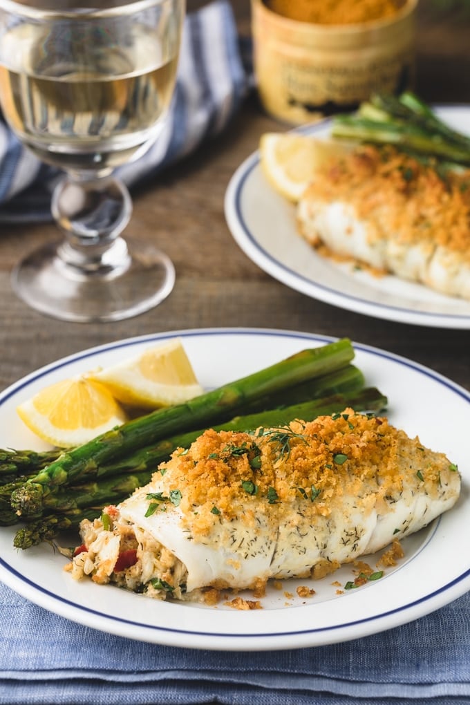 Stuffed Flounder with Crabmeat and LemonDill Aioli Striped Spatula