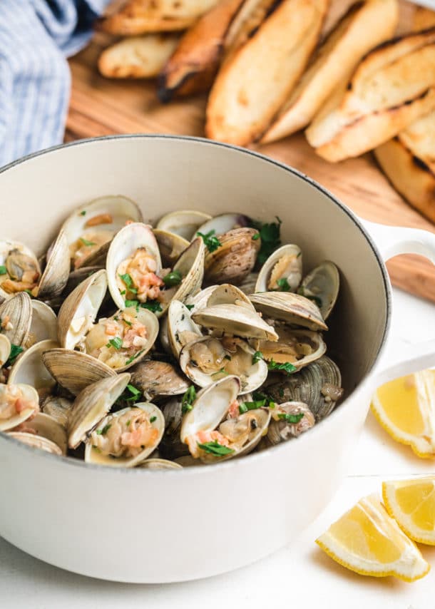 Beer Steamed Clams with Bacon and Shallots Striped Spatula