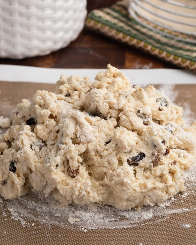 American-style soda bread dough on a pastry mat