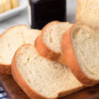 closeup of sliced homemade white bread