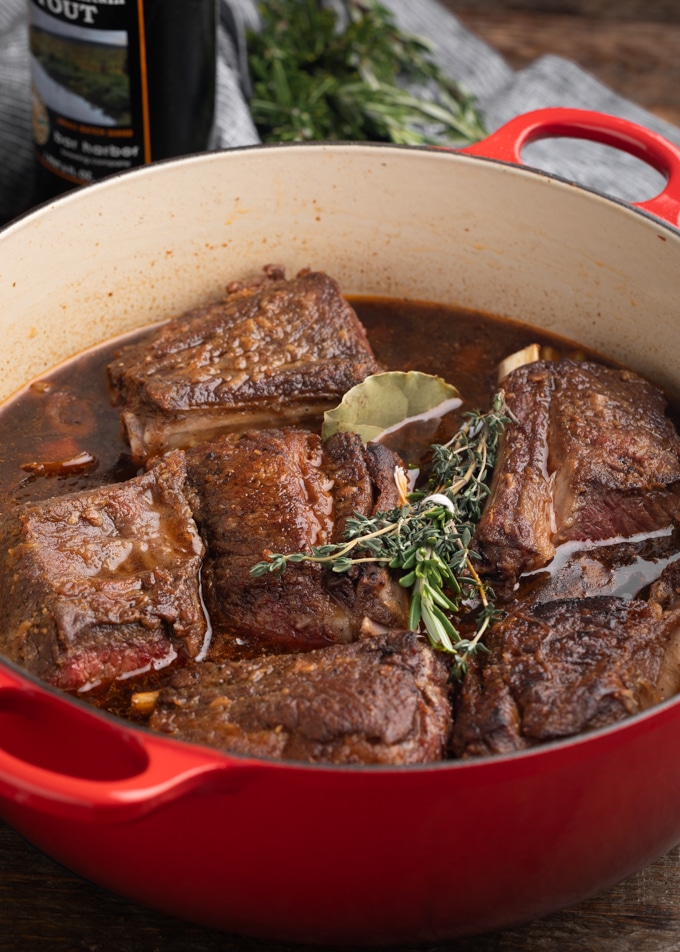 Beer Braised Short Ribs with Stout (Oven or Instant Pot) | Striped Spatula