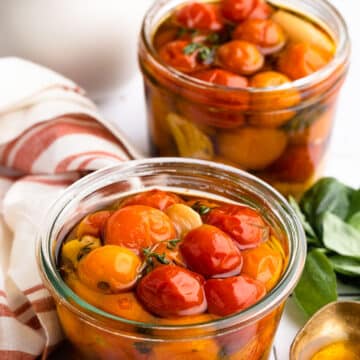 cherry tomato confit in glass jars