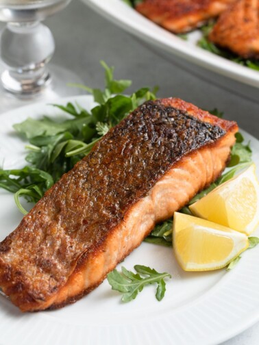 Pecan Crusted Salmon with Dijon-Maple Bourbon Glaze - Striped Spatula