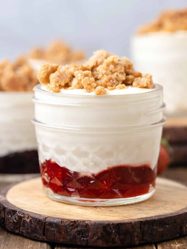 No Bake Cheesecake Cups with Graham Crumble Story - Striped Spatula