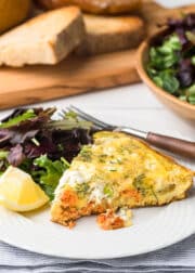 Smoked Salmon Frittata with Goat Cheese and Leeks - Striped Spatula