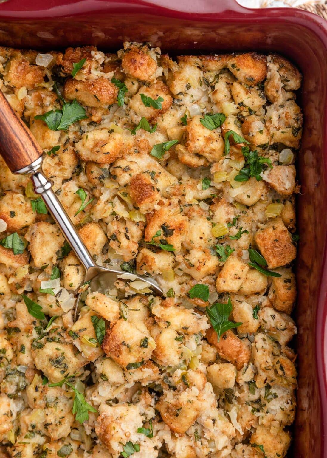 Traditional Bread Stuffing With Herbs Striped Spatula Traditional Bread Stuffing With Herbs Striped Spatula